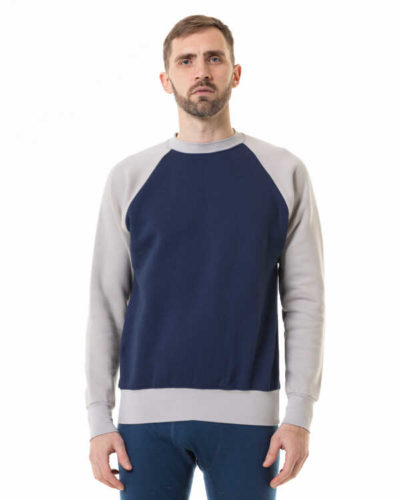 Unisex Raglan svitšots. Tumši zils-melanžs.