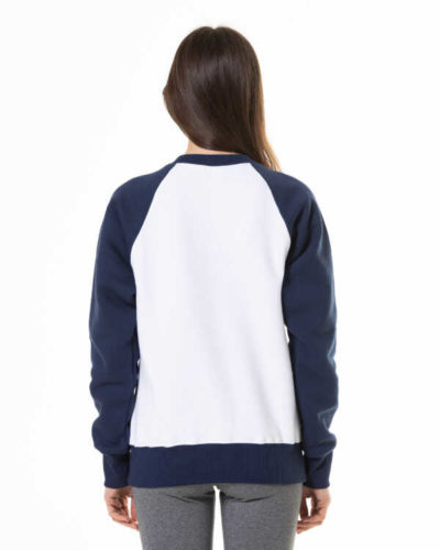 Unisex Raglan svitšots. Balts-tumši zils. - Image 6