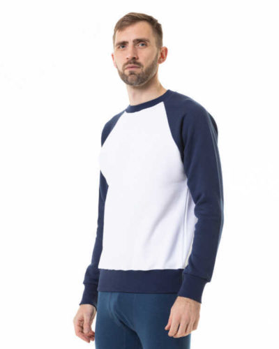 Unisex Raglan svitšots. Balts-tumši zils. - Image 3