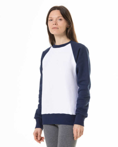 Unisex Raglan svitšots. Balts-tumši zils. - Image 4